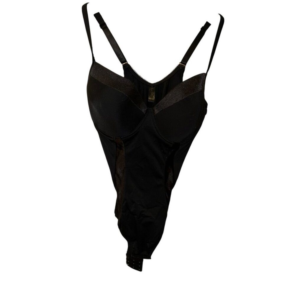 Marilyn Monroe Intimates black stin trim shaper bnody suit lingerie PLUS 2X